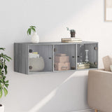 Vidaxl wandkast met glazen deuren 102x37x35 cm grijs sonoma eiken