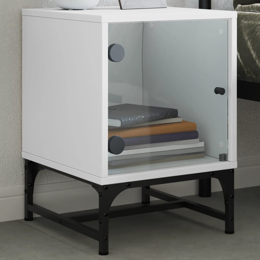 Vidaxl nachtkastje met glazen deur 35x37x50 cm wit