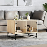 Vidaxl salontafel met glazen deuren 68,5x50x50 cm sonoma eikenkleurig