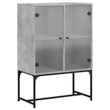 Vidaxl bijzetkast met glazen deuren 69x37x100 cm betongrijs