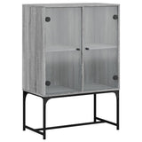 Vidaxl bijzetkast met glazen deuren 69x37x100 cm grijs sonoma eiken