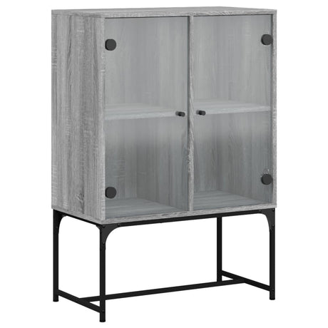 Vidaxl bijzetkast met glazen deuren 69x37x100 cm grijs sonoma eiken