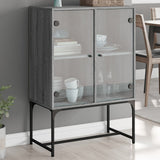 Vidaxl bijzetkast met glazen deuren 69x37x100 cm grijs sonoma eiken