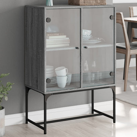 Vidaxl bijzetkast met glazen deuren 69x37x100 cm grijs sonoma eiken
