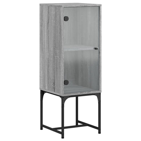 Vidaxl bijzetkast met glazen deur 35x37x100 cm grijs sonoma eikenkleur