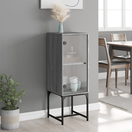 Vidaxl bijzetkast met glazen deur 35x37x100 cm grijs sonoma eikenkleur
