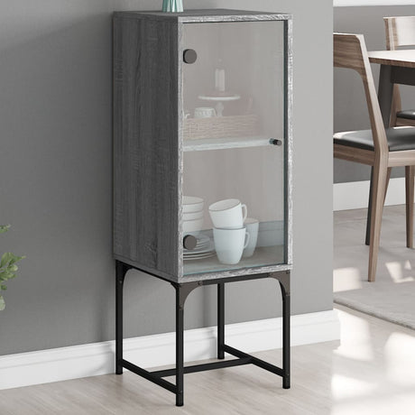 Vidaxl bijzetkast met glazen deur 35x37x100 cm grijs sonoma eikenkleur
