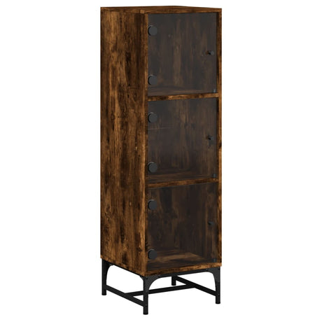 Vidaxl hoge kast met glazen deuren 35x37x120 cm gerookt eikenkleurig