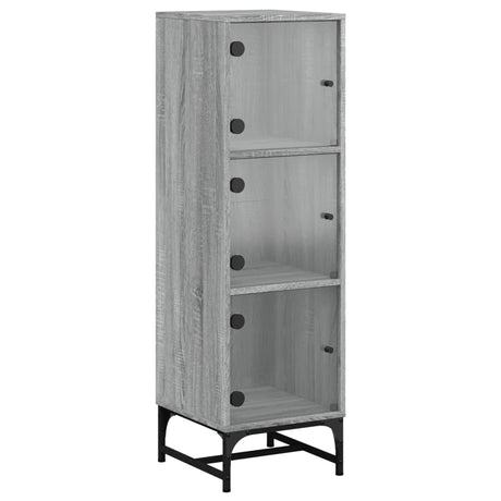 Vidaxl hoge kast met glazen deuren 35x37x120 cm grijs sonoma eiken