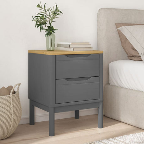 Vidaxl nachtkastje floro 45x39x57 cm massief grenenhout grijs