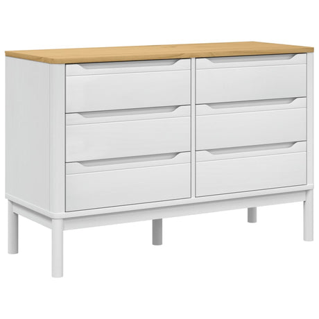 Vidaxl ladekast floro massief grenenhout wit
