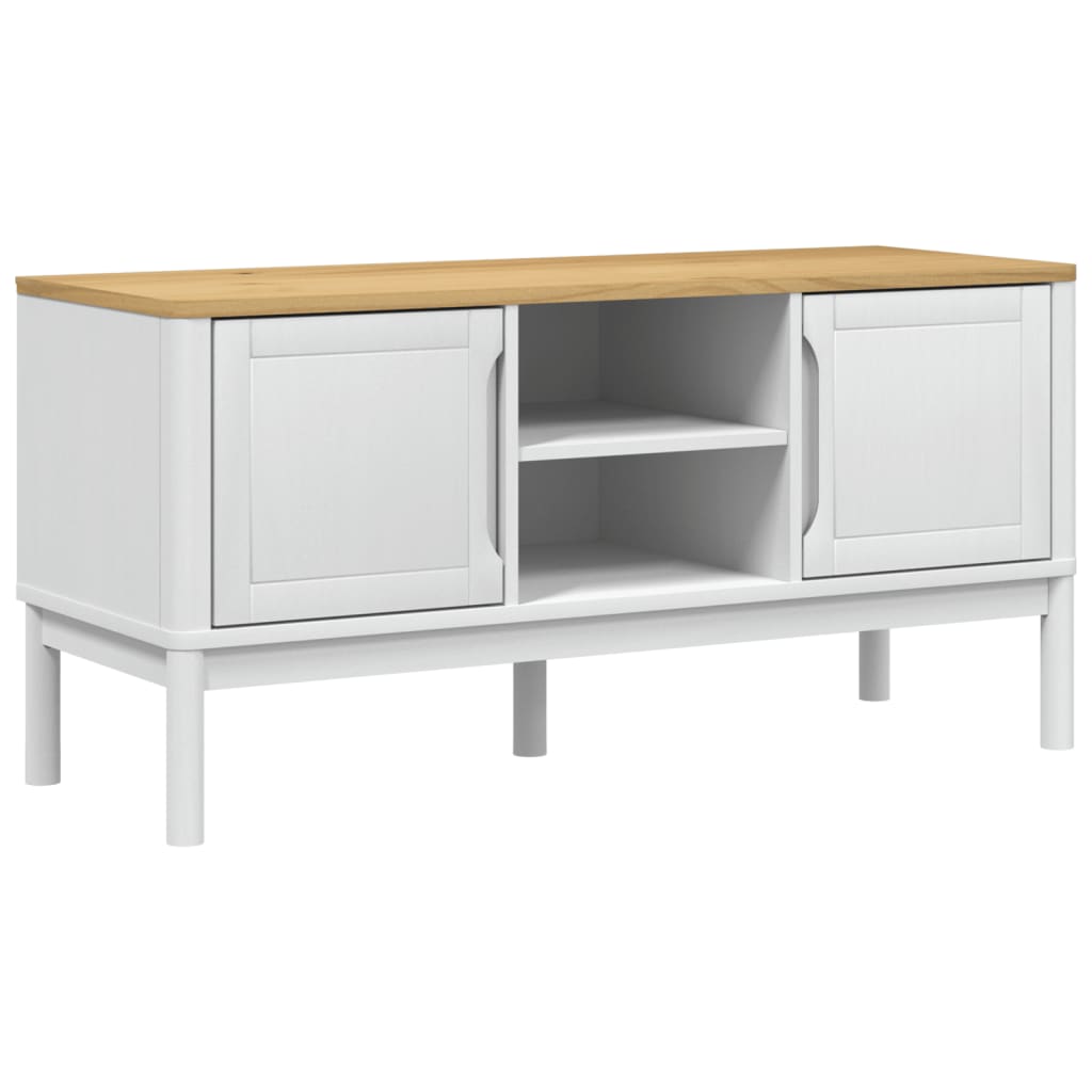 Vidaxl tv-meubel floro 114x43x55 cm massief grenenhout wit