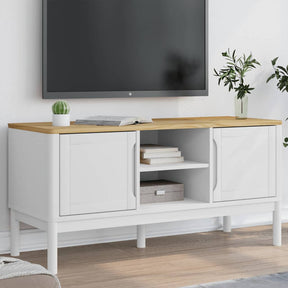 Vidaxl tv-meubel floro 114x43x55 cm massief grenenhout wit