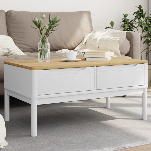 Vidaxl salontafel floro 99x55,5x45 cm massief grenenhout wit