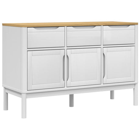 Vidaxl dressoir floro 114x43x74 cm massief grenenhout wit