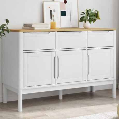 Vidaxl dressoir floro 114x43x74 cm massief grenenhout wit