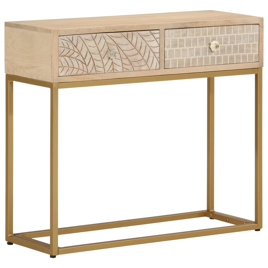 Vidaxl wandtafel 90x30x76 cm massief mangohout en ijzer