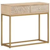 Vidaxl wandtafel 90x30x76 cm massief mangohout en ijzer