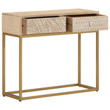 Vidaxl wandtafel 90x30x76 cm massief mangohout en ijzer
