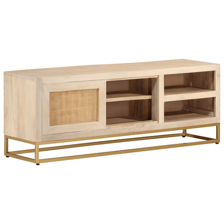 Vidaxl tv-meubel 110x30x40 cm massief ruw mangohout en ijzer