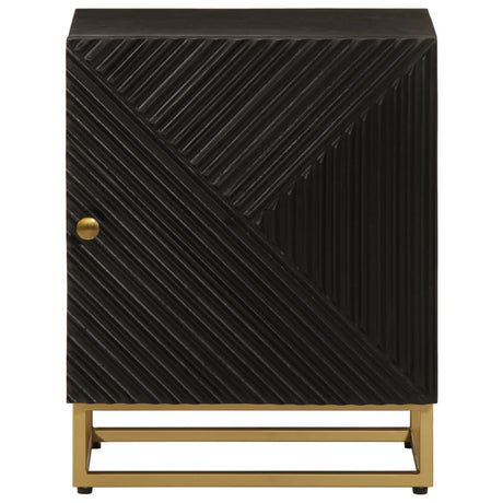 Vidaxl nachtkastje 40x30x50 cm massief mangohout en ijzer zwart