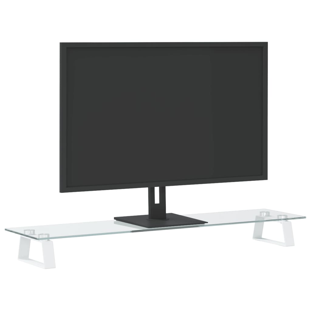 Vidaxl Monitor Stand 80x20x8 cm herdet glass og metallhvit