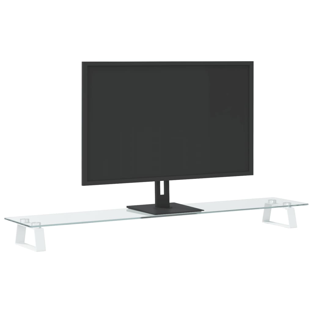 Vidaxl Monitor Standard 100x20x8 cm herdet glass og metallhvit