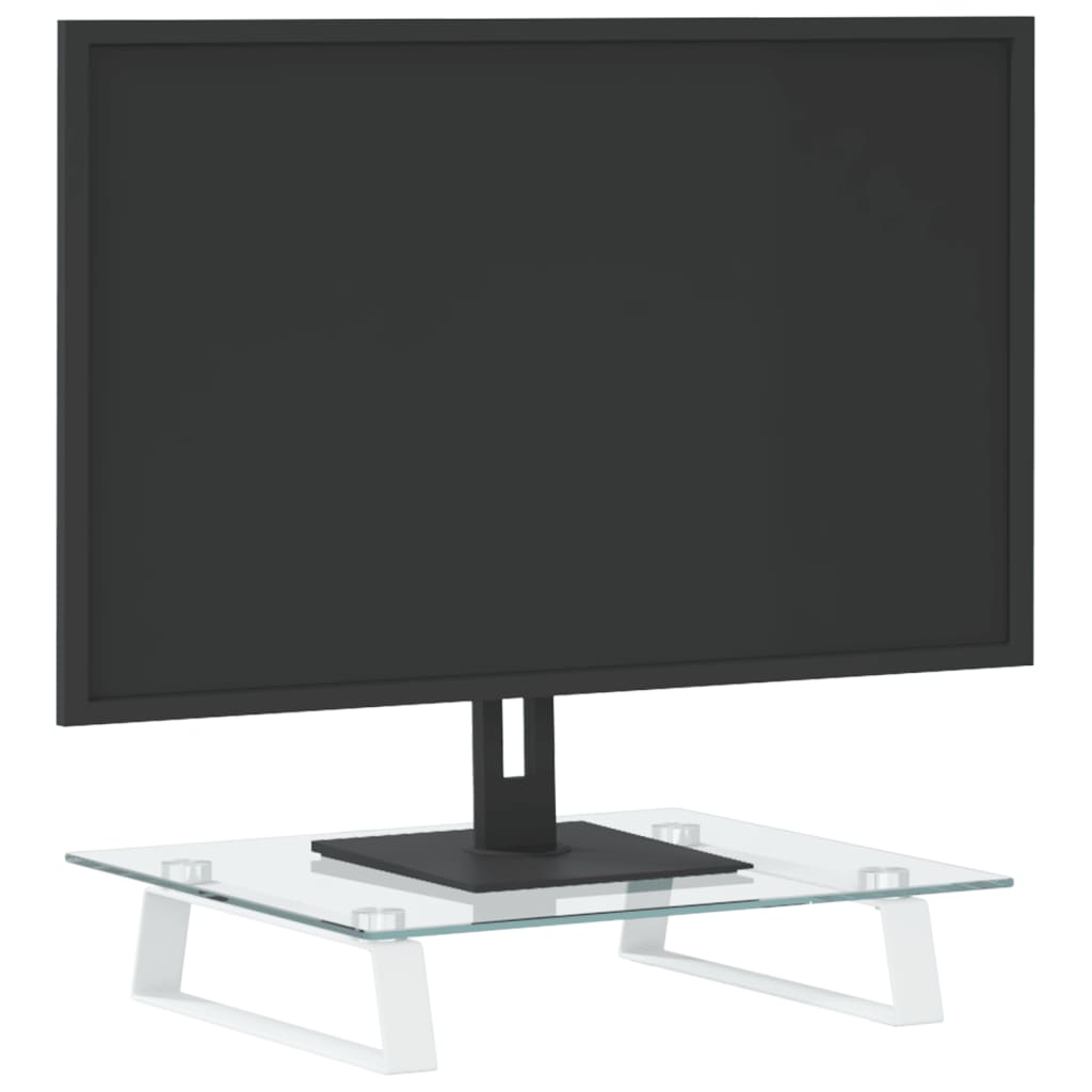 Vidaxl Monitor Standard 40x35x8 cm gehärtetes Glas und Metall weiß