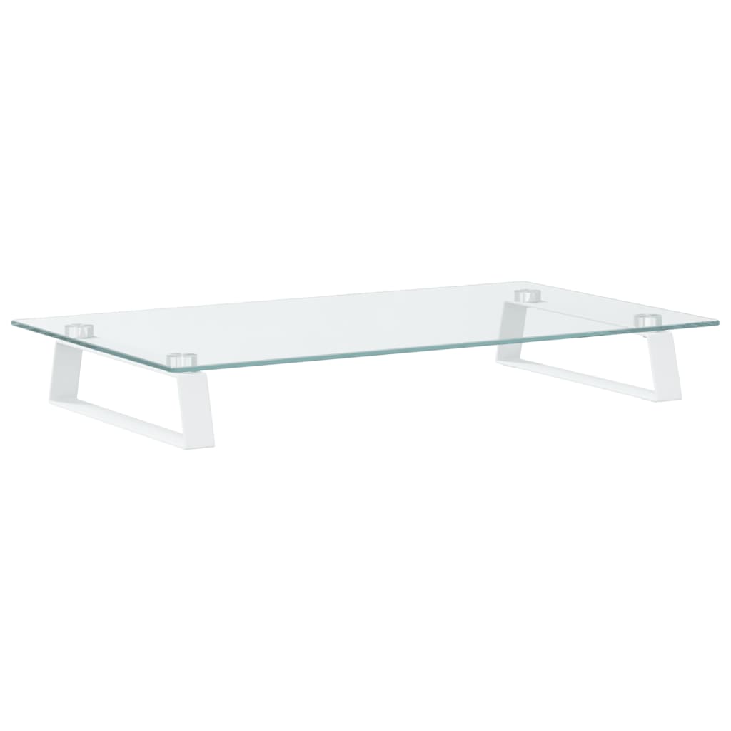 Vidaxl Monitor Stand 60x35x8 cm gehärtetes Glas und Metall weiß