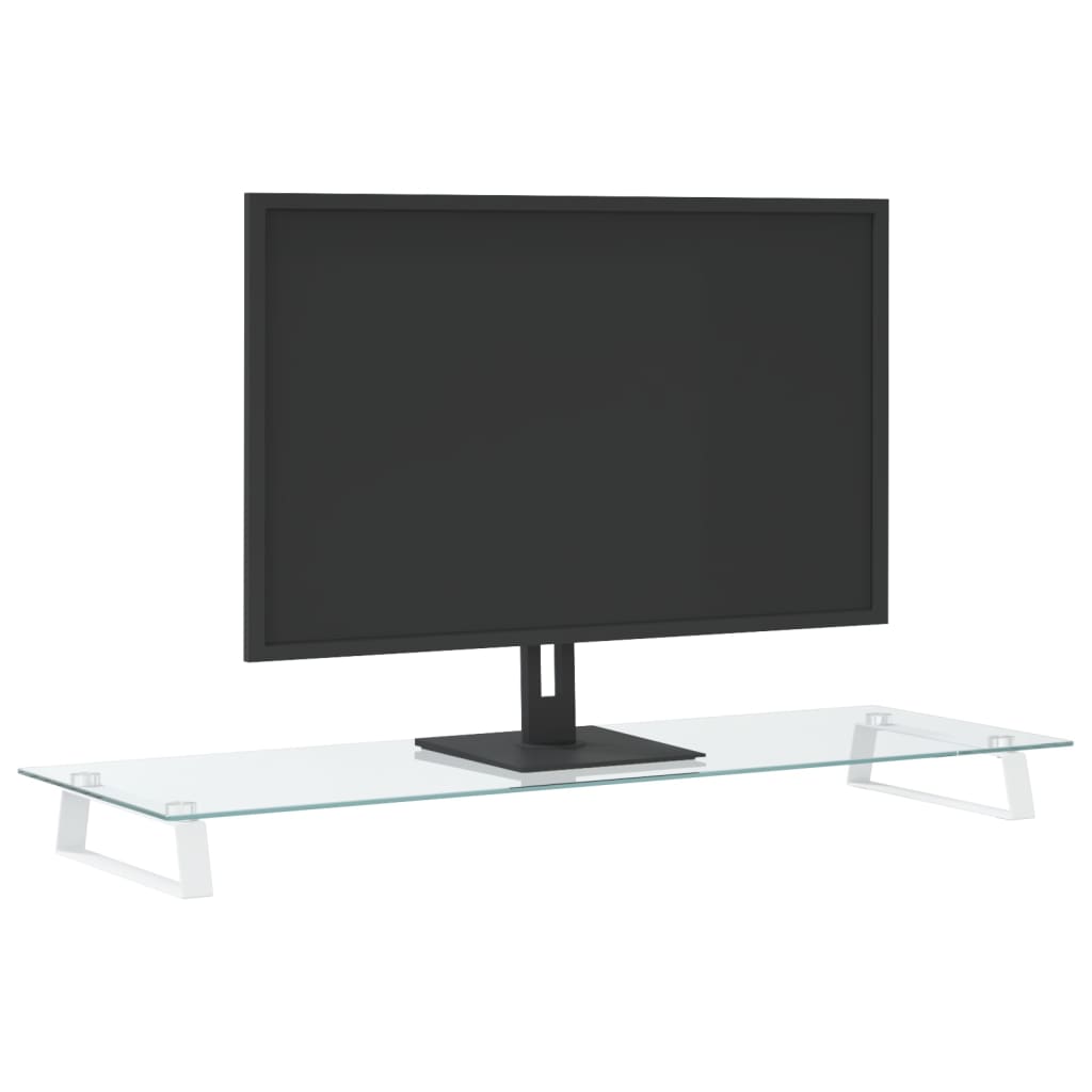 VidaXL monitor standard 100x35x8 cm hardened glass and metal white