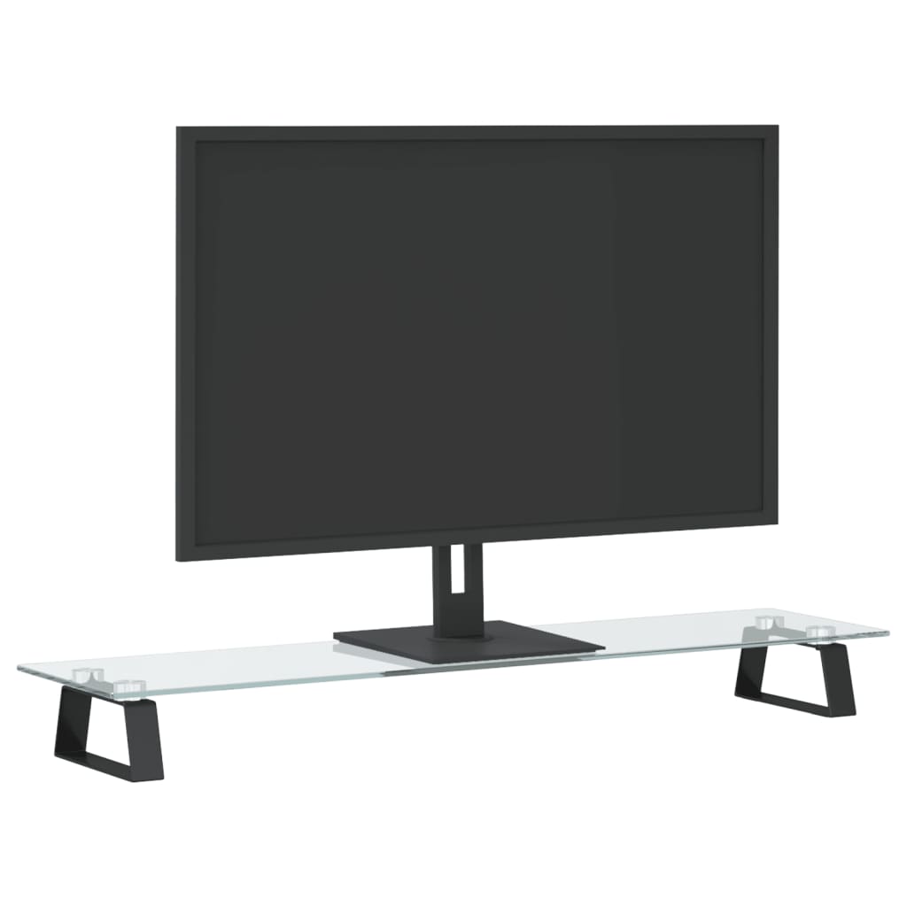 Stojak na monitor vidaxl 80x20x8 cm hartowany szkło i metalowy czarny