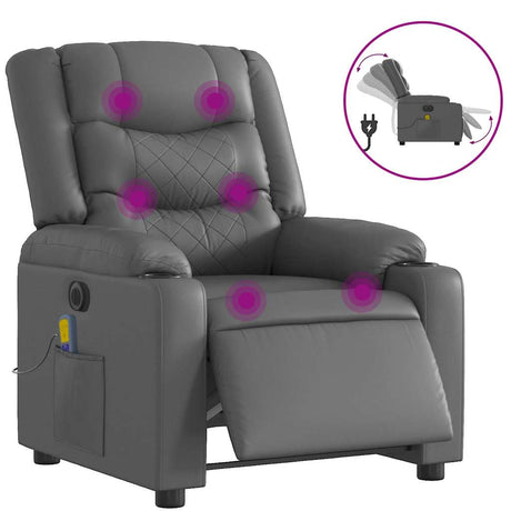 Vidaxl massagestoel verstelbaar elektrisch kunstleer grijs
