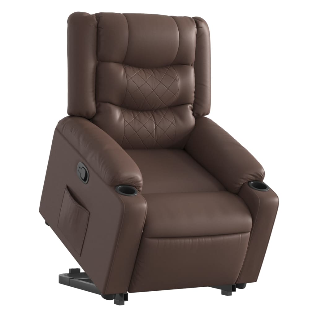 Vidaxl sta-op-fauteuil verstelbaar kunstleer bruin