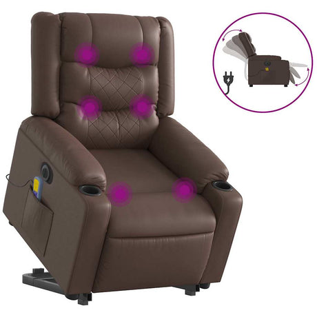 Vidaxl sta-op-massagestoel elektrisch kunstleer bruin