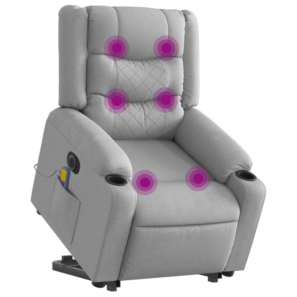 Vidaxl sta-op-massagestoel elektrisch verstelbaar stof lichtgrijs