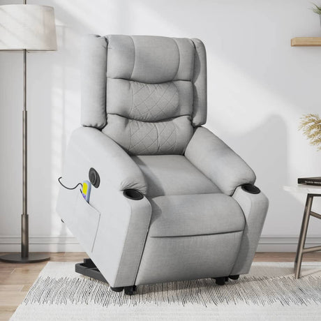 Vidaxl sta-op-massagestoel elektrisch verstelbaar stof lichtgrijs