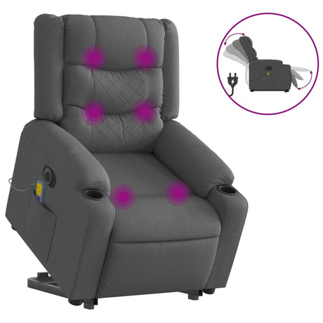 Vidaxl sta-op-massagestoel elektrisch verstelbaar stof donkergrijs