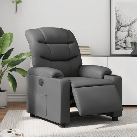 Vidaxl fauteuil verstelbaar elektrisch kunstleer grijs