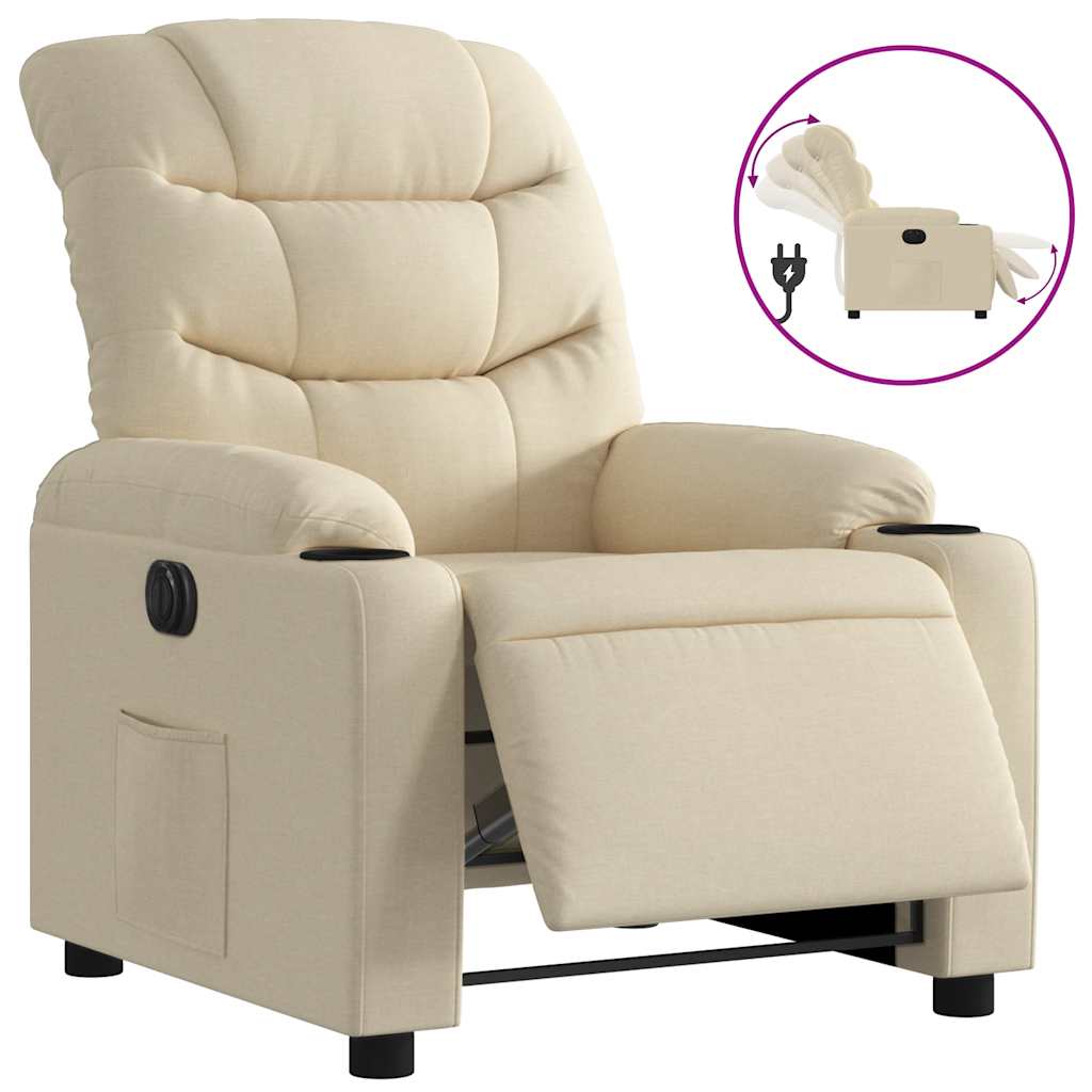 Vidaxl fauteuil verstelbaar elektrisch stof crèmekleurig