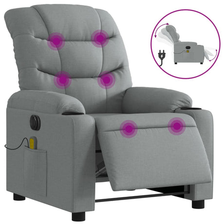 Vidaxl massagestoel elektrisch verstelbaar stof lichtgrijs