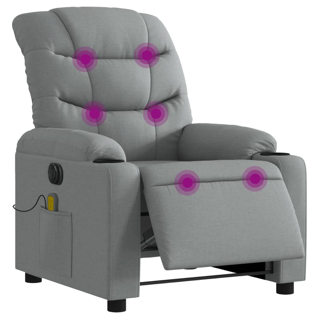 Vidaxl massagestoel elektrisch verstelbaar stof lichtgrijs