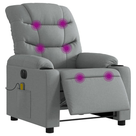 Vidaxl massagestoel elektrisch verstelbaar stof lichtgrijs