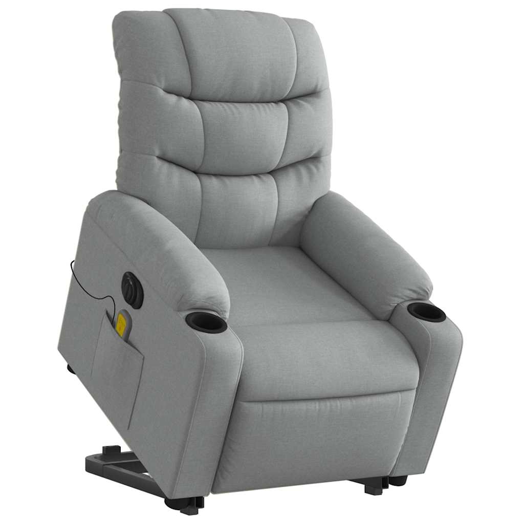 Vidaxl sta-op-massagestoel elektrisch verstelbaar stof lichtgrijs