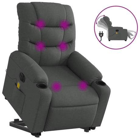 Vidaxl sta-op-massagestoel elektrisch verstelbaar stof donkergrijs
