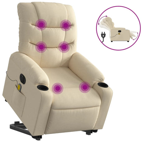Vidaxl sta-op-massagestoel elektrisch verstelbaar stof crèmekleurig