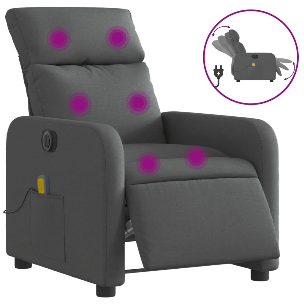 Vidaxl massagestoel elektrisch verstelbaar stof donkergrijs