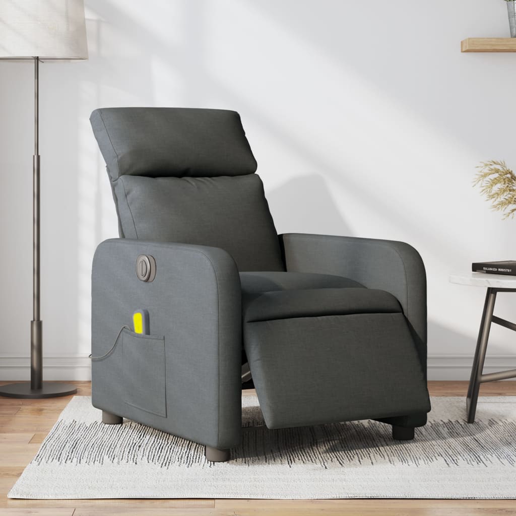 Vidaxl massagestoel elektrisch verstelbaar stof donkergrijs