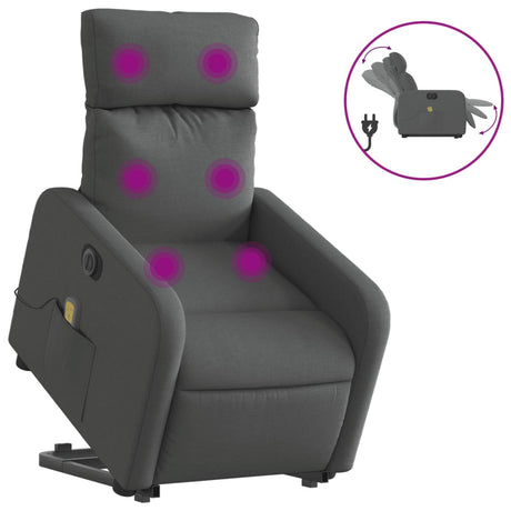 Vidaxl sta-op-massagestoel elektrisch verstelbaar stof donkergrijs