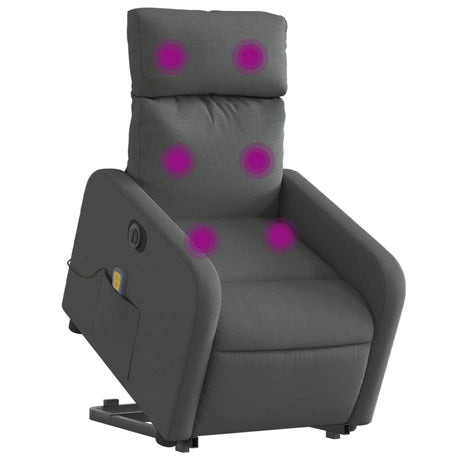 Vidaxl sta-op-massagestoel elektrisch verstelbaar stof donkergrijs