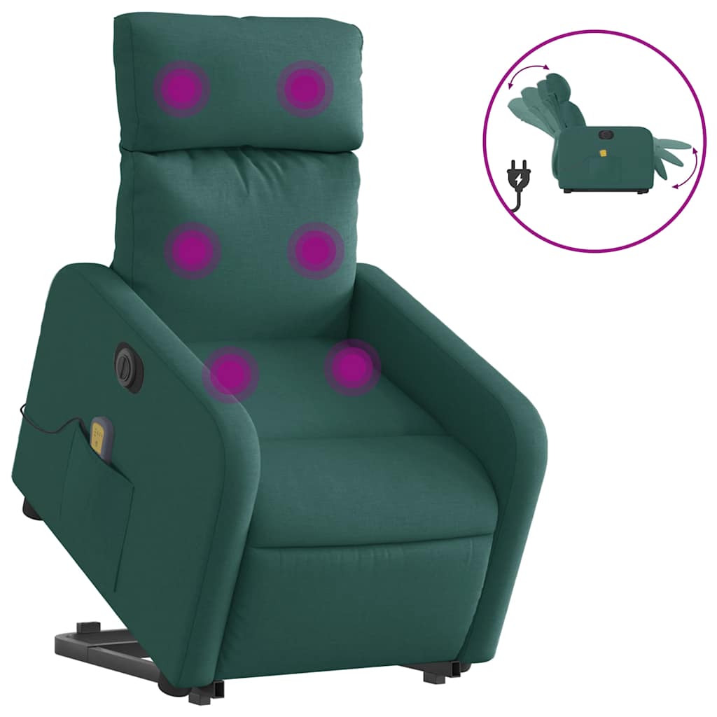 Vidaxl sta-op-massagestoel elektrisch verstelbaar stof donkergroen